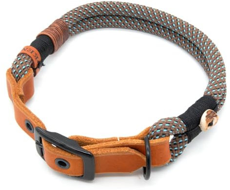 Hundehalsband aus Tau & edlem Leder | Soulful Noir | verstellbar & robust | Elegantes, handgefertigtes Design | Halsband Hund für mittelgroße & große Hunde mit Schnalle – schwarz