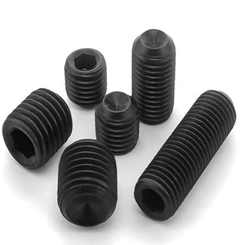 50Pcs M5-0.8x16mm Black Hex Socket Set Screw Grub Screws,Headless Cup Point,Flat Point Grub Bolt,Internal Hex Drive,Alloy Steel,Grade 12.9 Carbon Steel,for Towel Rack Door Knob