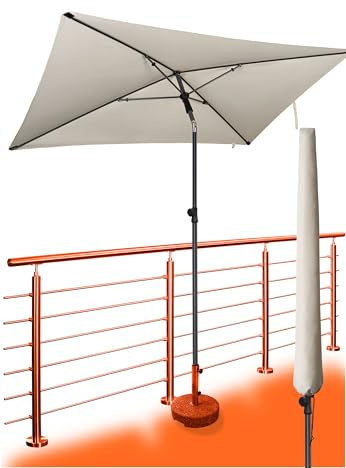 4smile Sonnenschirm Balkon 200 × 125 cm, Crème | Balkonschirm Rechteckig mit UV 50+, Sonnenschutz Balkon, platzsparend, höhenverstellbar und knickbar für Balkon