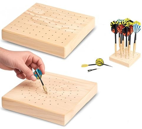 2 Stück Platzierung der Löcher Dart Aufbewahrung, Holz Dartpfeilhalter aus Eichenholz für Darts, Platzsparender Pfeilhalter für Softhead, Stahlkopf und Wolfram Darts, Dekoratives Dart Display