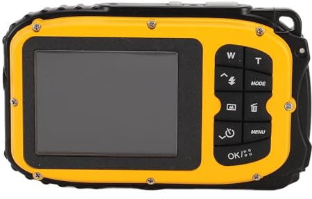 Caméra Vidéo sous-Marine, Appareil Photo sous-Marin de 196 Pouces avec écran Couleur de 2,4 Pouces, Carte Mémoire 32 G, Reconnaissance Faciale, Appareil Photo à Action pour Vlog (Yellow)