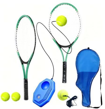 Ensemble d'entraîneur de Tennis, équipement de rebonds de Tennis avec balles, Raquettes et Sac de Transport pour Les débutants Joueurs Enfants Adultes âgés de 3 Ans et Plus