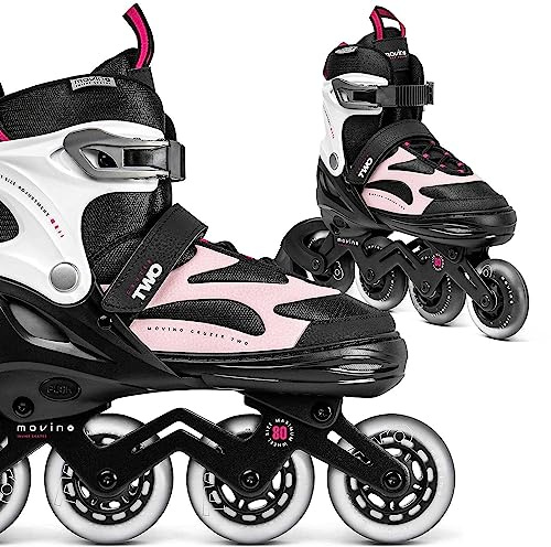 Movino Inline Skates Cruzer Two Pattini a Rotelle Regolabili Pattini in Linea per Donne Ragazze Ragazzi Pattini in Linea con Ruote Grandi 80 mm Pattini, M (34-37)