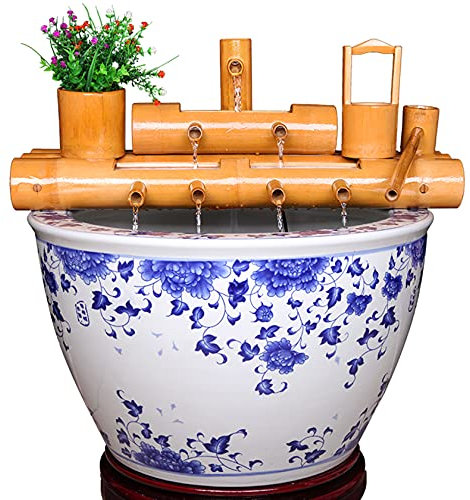 Fontana Ornamentale in bambù per Interni/Esterni con Pompa, per Balcone, Soggiorno, Giardino, Giardino, Giardino, Giardino, Bonsai, Filtro per la circolazione dell'ossigeno, 90 cm