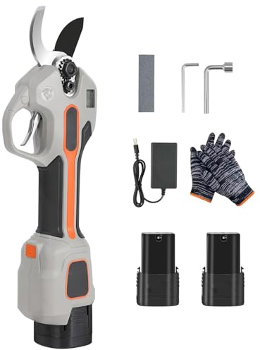 Electric Pruning Shears (Dual Battery Kit) – Cordless Electric Secateur Garden Pruner Scissor Branch Cutter with Anti-Slip Gloves & Tool Bag – for Orchard/Garden Trimming of Grapevines, Olive Trees