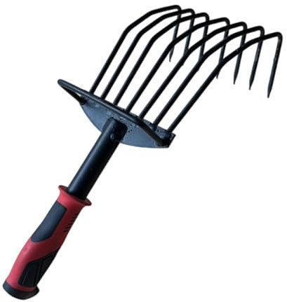 SZLIFE Rastrello a Mano, Piccolo rastrello per Foglie con Manico, coltivatore Manuale per scavo, Coltivazione, piantagione e Giardinaggio.