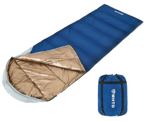 MHTD 14°F ~ 46°F SGS Certified Cotton Canvas Sleeping Bag for Adults, Heavy Duty Waterproof with YKK Zipper Winter Cold Weather Compact Backpacking Single Camping Sleeping Bag