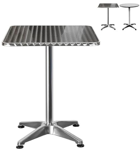 XUANYU Tables à Manger 4 Personnes, Table Bistrot Cuisine Hauteur 70/110 cm, Table Mange Debout Pliable pour Salle à Manger, Salon, Bureau (Argent, Carré)