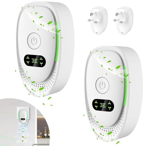 BIZOI Plug in Air Purifier for Bedroom Smokers, 2 Pcs Plug-In Negative Ion Air Purifiers, Quiet Odour Remover, Ionic Air Purifier Plug In Uk, Instant Air Purification for Rooms, Pet, Office, Toilet