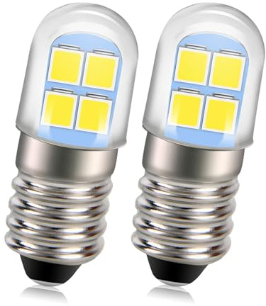 Ruiandsion White E10 LED Bulbs 4.5V-6V 2835 8SMD 240LM Replacement Torch Flashlight Bike Work Light S8 Screw Base 2 Pack