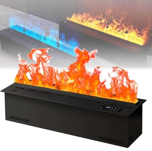 Camino Elettrico a Vapore acqueo 3D, Fiamma atomizzata realistica, Stufa elettrica a Vapore con Touch Screen/Telecomando, riempimento Automatico dell'Acqua(150cm/59in)