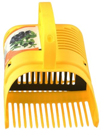 MoSundi Recolector de arándanos con dientes de peine de polipropileno de gran capacidad, rastrillo ergonómico de bayas de jardín para arándanos rojos, saúco, grosellas, moras y moras, amarillo