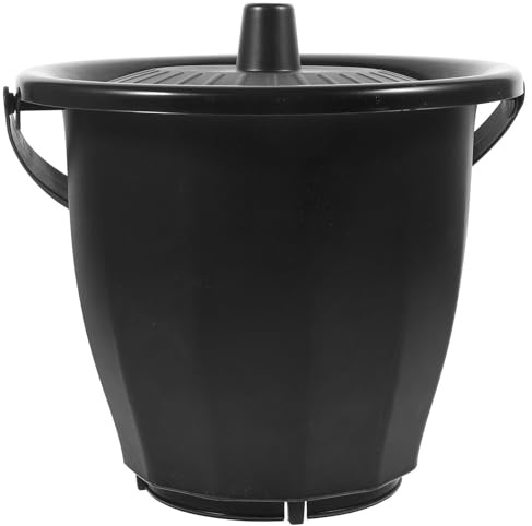MAGICLULU Urinoir Portatif Noir en Plastique Rond Couvercle, Facile à Nettoyer et Laver, pour Personnes Âgées, Femmes Enceintes et Usage Domestique
