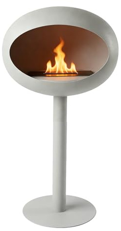 Minimalist Decorative Fireplace with Circular Stand,White Smokeless Clean-Energy Indoor/Outdoor Fireplace,Portable Multi-Functional Cat Nest & Plant Stand,Ideal Gift for Home Ambience Decoration