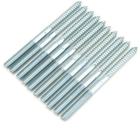 20 Piezas Tornillo de Doble Rosca M8x100mm Pernos de Suspensión M8 Tornillo de Doble Cabez Acero Galvanizado Pasadores Roscados Métrico para Montar Patas Muebles y Fijar Espárragos