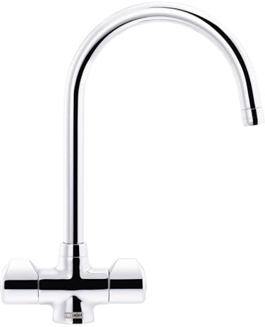 Franke Danube J Spout Traditional Twin Lever Chrome Kitchen Mixer Tap