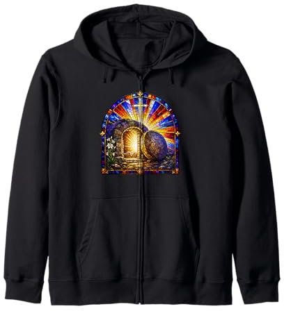 Resurrección Tumba Vacía Cruz Catedral Mosaico Arte Fe Sudadera con Capucha