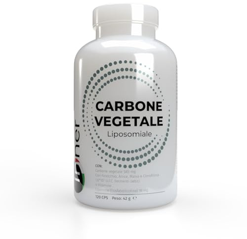 Inner Carbone Vegetale Liposomiale – 120 capsule – Integratore Gonfiori e Benessere Gastro-Intestinale – Alta Biodisponibilità con Finocchio Anice Malva Fermenti Lattici e Vitamine B
