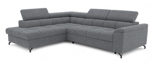 Ecksofa mit Schlaffunktion PASTI PREMIUM L-Form, Sofa Couch mit Bettkasten, 3-Sitzer Eckcouch, Schlafsofa für Wohnzimmer, Big Sofa Couch mit Schlaffunktion (Water Repellent Grau, Ottomane Links)