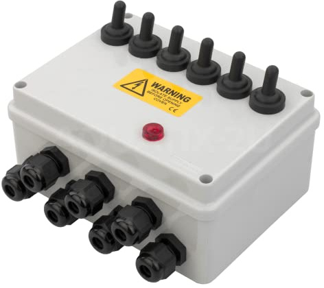 Pisces 6 Way Garden Switch Box - with Neon Indicator Light