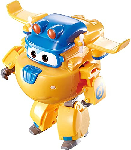 Super Wings Transforming Construction Donnie Toy Plane and Robot Figure Föränderlig figur och robot från den animerade serien Leksaker för barn från 3 år och uppåt - 12 cm, Multicolore