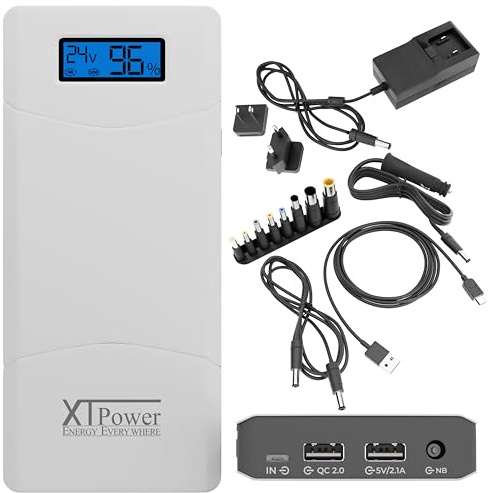 XTPower® XT-16000QC3-PA Power Bank with Power Supply - Modern DC + USB QC3 15600 mAh Battery - 1 x USB, 1 x USB QC3 and DC Connection 12 to 24 V 65 W - For Laptop