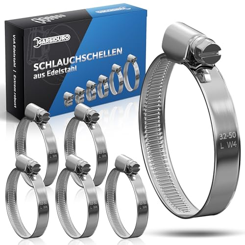 GARSIDURO® 30 abrazaderas de manguera de acero inoxidable 32-50mm - abrazaderas metalicas para tubos en calidad industrial DIN3017 - abrazaderas de tubo inox para piscina, aspersor, jardin | 32-50 mm