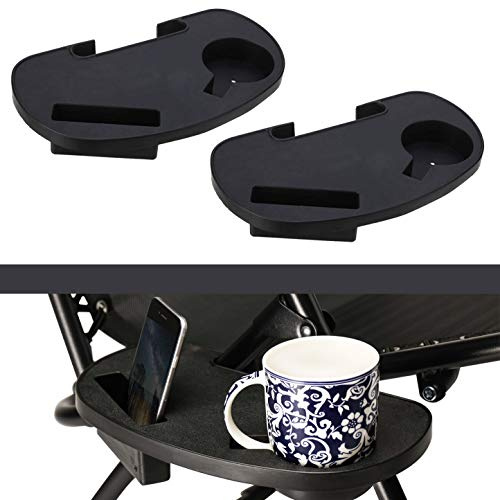 SUNMER Clip On Side Tables, Phone Tray And Cup Holder, Easy Clip On, Suitable For Sun loungers, Camping Chairs, Fishing chairs And Many More – Pack Of 2