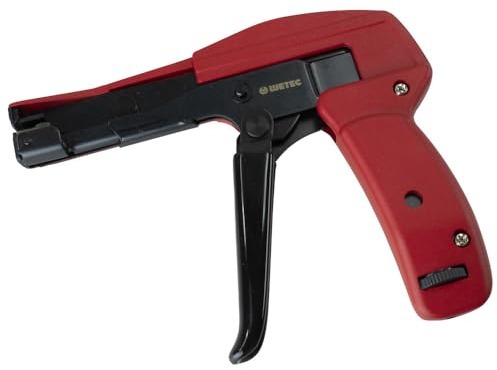 WETEC Kabelbinder-Spann- und Schneidwerkzeug, für Breite 2,5-4,8 mm (Kabelbinder-Verarbeitungswerkzeug Kabelbinderzange) Spannkraft max.: 11,6 kg, mit automatischem Schneidwerkzeug
