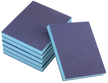 sourcing map 6 Stück Schleifschwamm 100 Körnung Doppelseitiges Schleifpapier, Wiederverwendbares Nass- und Trockenschleifpad für Holz, Metall, Wand, Lack, Stahl, Blau