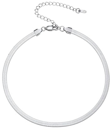 PROSTEEL Damen Kette Klassische Schlangenkette Collier Edelstahl/18k vergoldet kurz Choker Kette 3mm breit Kettenlänge 32cm/38cm mit Verlängerung Schmuck Accessoire für Mädchen Geburtstag Party