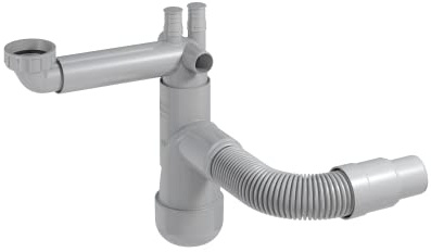 PREVEX Flexloc Universal-Platzspar-Siphon für Küchenspüle, flexibles Ablaufrohr | aus recyceltem Kunststoff | flexibles Ablaufrohr, aus recyceltem Kunststoff