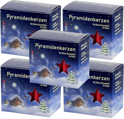 Candele a piramide, 14 mm, rosso, 24 pezzi (5 confezioni)