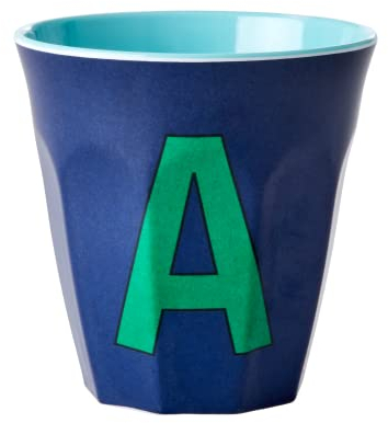 RICE.DK Tazza Media Melamina Blu Scuro con Lettera A