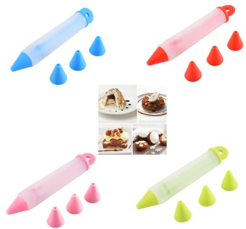 4 Stück Dessert-Dekorierstifte, Kuchendekorationsspritze, Zylinder für Schokolade, Marmelade, Schriftzug, Zeichnen und Sahnekuchen, Backen, Dekorationswerkzeuge,