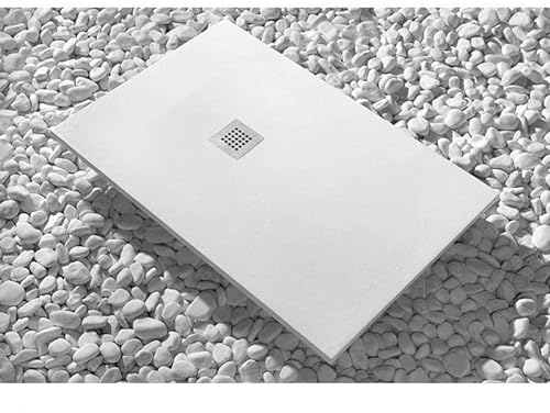Piatto Doccia 90X140 cm Vulcano Line Extra Slim Bianco In Resina Sintetica e Polvere Di Marmo