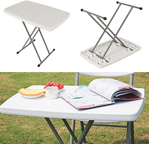 THINFAR Petite Table D'appoint Rectangulaire Pliante, Réglable, Pouvant être Relevée et Abaissée, 75 * 50 * 50/62/74cm- Très Adaptée Aux Jardins, Terrasses et Balcons (A), (0929)