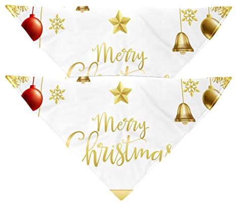 2 Stück Hundehalstuch, Weihnachten, goldfarben, Mädchen, Jungen, Haustier-Lätzchen, Hundeschal, Halstuch, waschbar, Zubehör für kleine, mittelgroße und große Hunde, Welpen, Katzen, Haustier