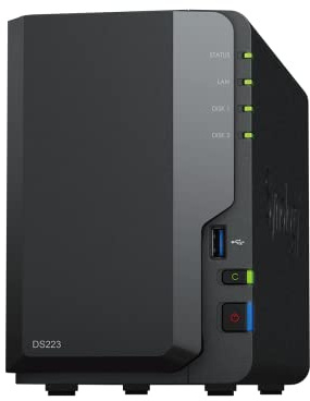 Synology DS223 2-Bay Diskstation NAS (Realtek RTD1619B Quad-Core 2GB Ram 1xRJ-45 1GbE LAN-Port) 16TB Bundle mit 2 x 8TB Seagate IronWolf NAS HDDs