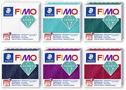 FIMO Weiche Polymer-Modelliermasse, 57 g Blöcke, 6 Stück, Galaxie-Farben