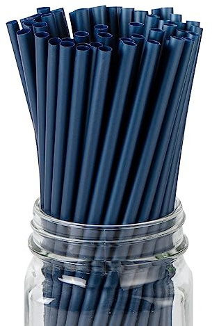 Restaurantware-Basic Nature 8.3 Inch Disposable Straws, 100 Sustainable Straws - Sturdy, Won't Alter Flavors, Midnight Blue PLA/PBAT Straw, For Hot And Cold Drinks