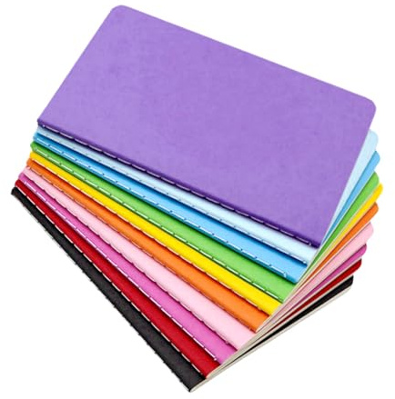 ojussa 10 st A6 anteckningsböcker 60 sidor varje regnbåge färgglad fodrad anteckningsblock multipack anteckningsbok för studenter som skriver memos dagbok resenärstillbehör planering 14 × 9 cm