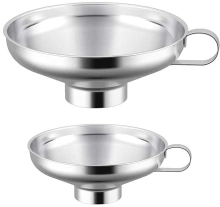 2PK Grandi e Piccoli Imbuto di Inscatolamento, Imbuto di Inscatolamento ad Ampia Apertura con Manico per Barattoli Larghi e Regolari [Collo Grande 14,8 cm e Collo Piccolo 10,5 cm]