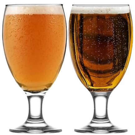 LAV Modern Copa de Cerveza de Cristal Belga - Set 6 Piezas 590ml 100% Sin Plomo - Tulipa con Tallo, Caliz IPA, Beer Glass