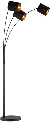 Home Sweet Home lampe à arc moderne | Lampadaire noir et doré avec abat-jour | Hauteur 190cm | Avec 3 ampoules LED E27 9W 2700K | Lampadaire de salon industriel