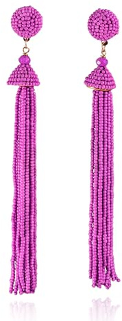 Zavana Boucles d'Oreilles en Pompons Violets, Bijoux Bohème Fait Main pour Femmes