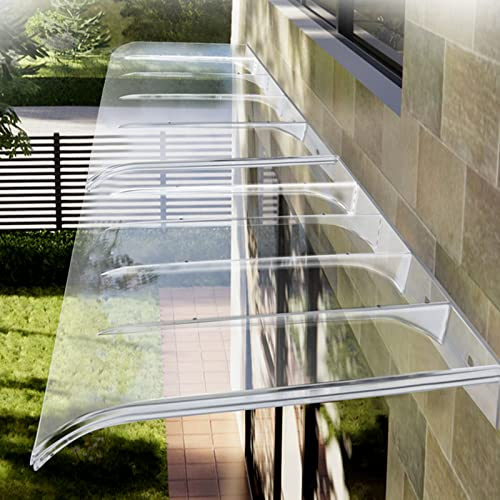 Akuops Transparent Front Door Canopy Outdoor Awning,Door Canopy Awning Shelter,Window Rain Cover,Garden Patio Porch Awning,Polycarbonate Cover for Garages,Balconies,Restaurants (50x300cm/20 x118)
