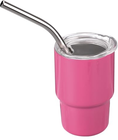lasuroa Niedliches Schnapsgläser-Set 88,7ml, Isolierter Mini-Becher mit Strohhalm und Deckel Tragbar Bar-Schnapsgläser für Cocktails Kaffee Lustiges Geschenk Reisen Partyzubehör (Rosenrot)