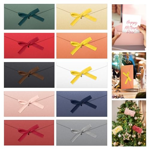 10 Stück Briefumschläge Bunte mit Band, 10 Farben Vintage Kraftpapier Umschläge, Hochzeit Einladungen Umschlag, Farbige Briefumschlag Geschenkumschlag für Weihnachten, Geburtstag, 22 x 11 CM