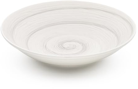 Generico Memento Table Set 6 piatti Fondi 23 cm in ceramica Made in Italy, dipinti a mano (Bianco, Fondi)